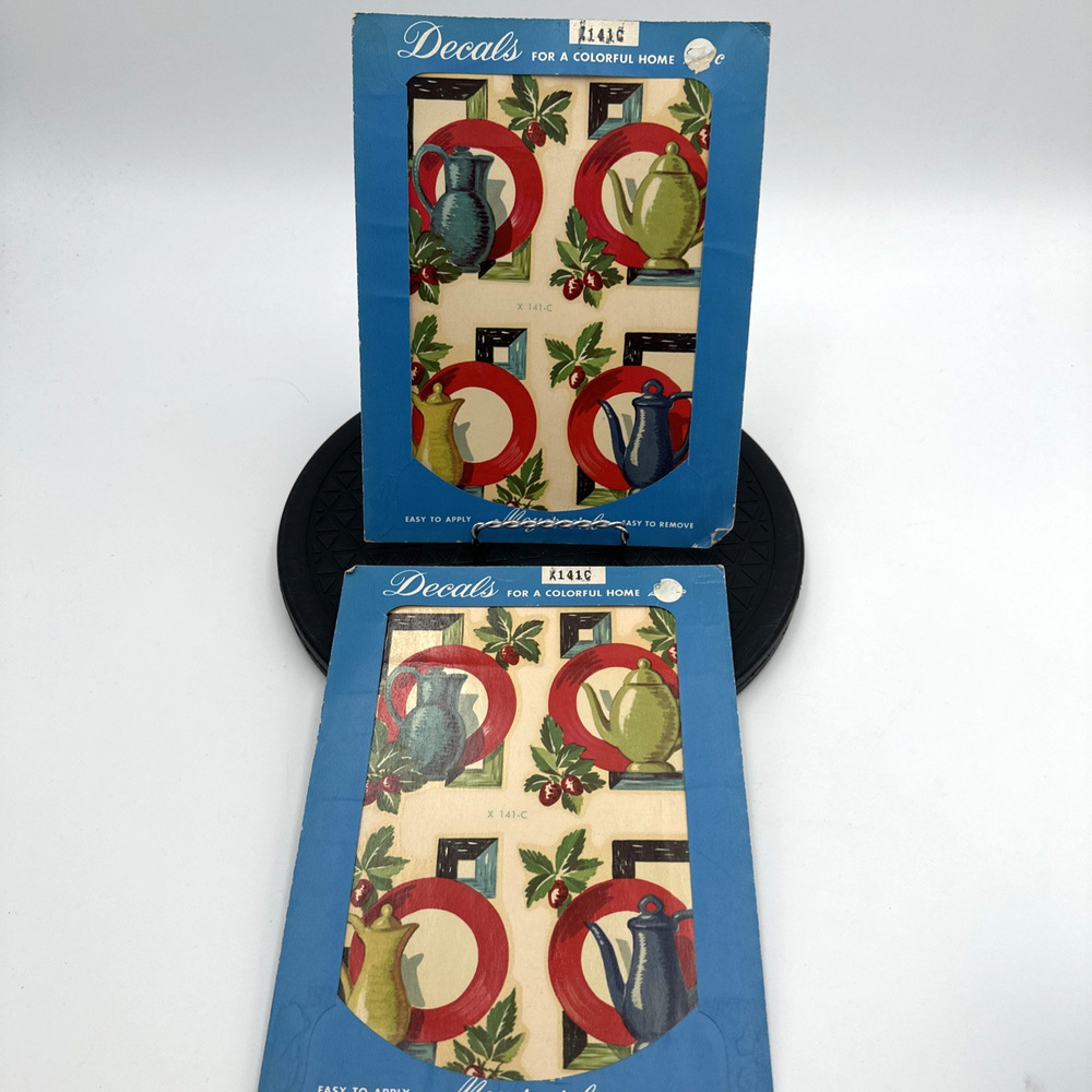 Lot Of 2 Vintage Meyercode Decals Pitcher Strawberry Design